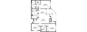 A black and white image of a house floor plan.