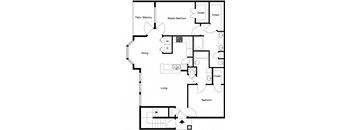 A black and white image of a floor plan for a house.