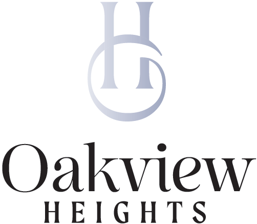 The image is a logo of a company named Oakview Heights.