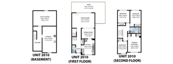 A diagram shows the layout of a 2010 unit with basement, first floor and second floor plans.