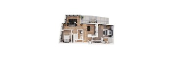 A dollhouse with a white background.