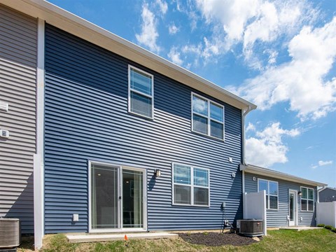 Exterior view of a townhome's back patio at Jackson Run Townhomes