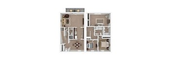 Mulberry 3 Bed Floor plan at Black Hawk Apartments, Indiana