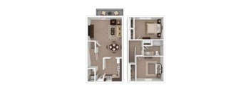 Willow 2 Bed Floor plan at Black Hawk Apartments, Fort Wayne, Indiana