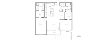 A floor plan of a house with labeled rooms and dimensions.