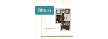 A 2 bedroom apartment at Rochester is 1000 square feet.