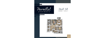 A floor plan for Parallel Apartments shows a 2-bedroom, 1,030 square foot apartment.