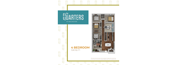 A 4 bedroom apartment at Rochester is 1240 square feet.