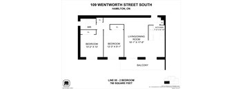 A black and white image of a floor plan for a property located at 109 Wentworth Street South, Hamilton, ON.