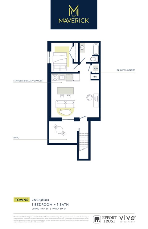 The Highland Floor Plan at The Maverick, Kitchener, ON N2H 0E3