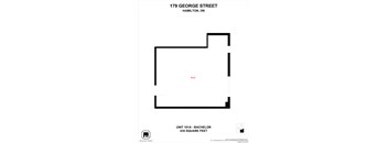 A black and white image of a property map for a Bachelor unit.