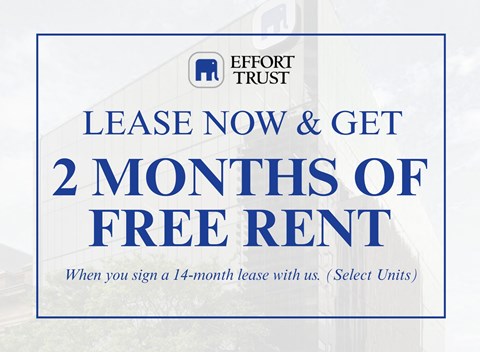 A sign advertising a promotion for a free two months rent.