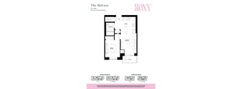1 bed 1 bath floorplan A at Roxy Apartments, Hamilton