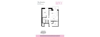 1 bed 1 bath floorplan J at Roxy Apartments, Ontario