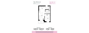 1 bed 1 bath floorplan at Roxy Apartments, Hamilton, Ontario