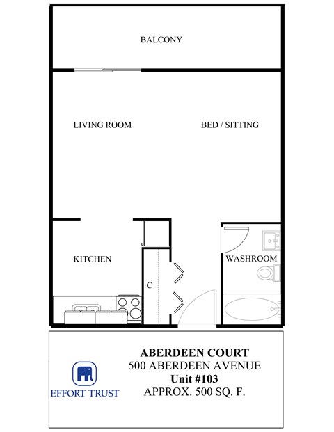 A floor plan for a property at 500 Aberdeen Avenue.