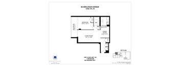 A floor plan for a 1 bedroom apartment at 46 Arkledun Avenue, Hamilton, Ontario.