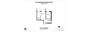 A black and white image of a floor plan for a property at 2772 Barton Street East, Hamilton, ON.
