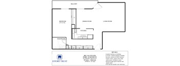 A floor plan of a Bel Gal Estates Doric Apartments 02 Series Bedroom.