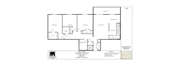 A floor plan of a property with a living room, dining room, kitchen, and multiple bedrooms.