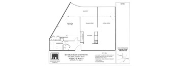 A floor plan for a unit at Beverly Hills Apartments.
