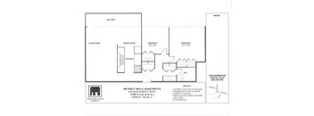 A floor plan for Beverly Hills Apartments shows a living room, dining room, kitchen, and two bedrooms.