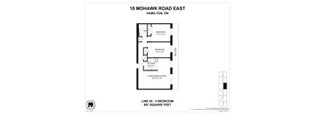 A drawing of a floor plan for a home at 18 Mohawk Road East, Hamilton, ON.
