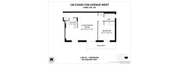 A floor plan for a home at 126 Charlton Avenue West in Hamilton, ON.