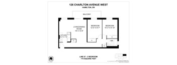 A floor plan for a property at 126 Charlton Avenue West in Hamilton, ON.
