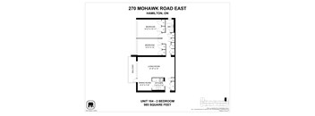 A floor plan for a unit at 270 Mohawk Road East in Hamilton, Ontario, Canada.