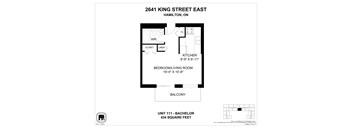 A floor plan for a unit at 2641 King Street East in Hamilton, Ontario.