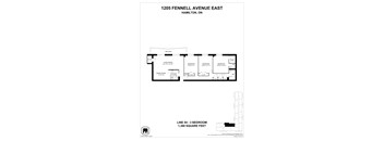 A floor plan for a home at 1205 Fennell Avenue East in Hamilton, Ontario.