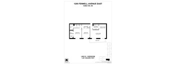 A floor plan for a home at 1205 Fennell Avenue East in Hamilton, Ontario.