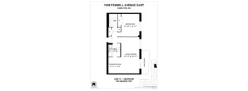 A floor plan for a home at 1205 Fennell Avenue East in Hamilton, Ontario.