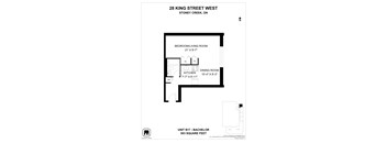 A floor plan for a 503 square foot unit with a bedroom, living room, and kitchen.