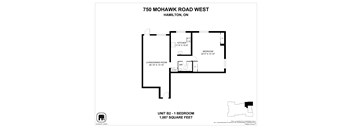 A floor plan for a unit at 750 Mohawk Road West in Hamilton, Ontario.