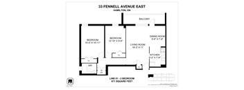 A floor plan for a Hamilton home at 33 Fennell Avenue East.