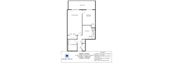 A floor plan for a Donna Court apartment shows a living room, a bedroom, a kitchen, a washroom and a balcony.