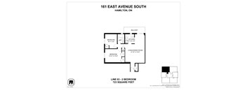Floor plan of a condo at 161 East Avenue South, Hamilton, ON.