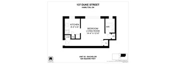 A floor plan for a unit at 137 Duke Street in Hamilton, Ontario.
