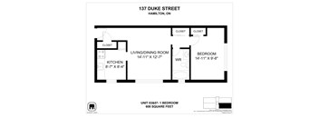 A floor plan for a duplex apartment at 137 Duke Street, Hamilton, ON.