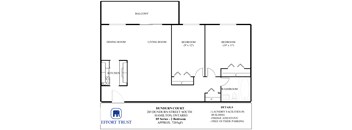 A floor plan of a 05 series apartment in Hamilton, Ontario.
