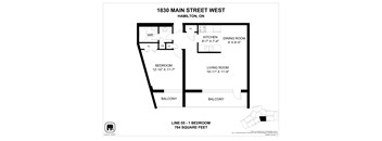 A floor plan for a home at 1830 Main Street West, Hamilton, ON is presented.