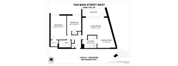 A floor plan of a home at 1830 Main Street West, Hamilton, ON.