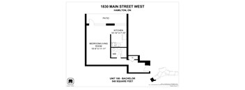 A floor plan for a unit at 1830 Main Street West in Hamilton, Ontario.