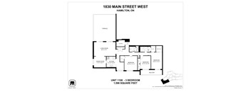 A floor plan for a 3 bedroom unit at 1830 Main Street West, Hamilton, On.