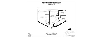 A floor plan for a unit at 1830 Main Street West in Hamilton, ON.