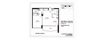 A floor plan for a one bedroom unit at Fountainbleu Apartments in Hamilton, Ontario.