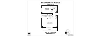 A floor plan for an apartment at 872 Upper Gage Avenue in Hamilton, ON.