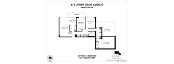 A floor plan for a unit at 872 Upper Gage Avenue in Hamilton, ON.